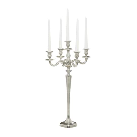 24'' Silver Aluminum Traditional Candle Holder
